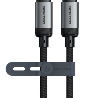 Senteo Premium USB-C to USB-C Braided Fast Charging Cable – Aluminum Alloy Shell & Silicone Cable Organizer