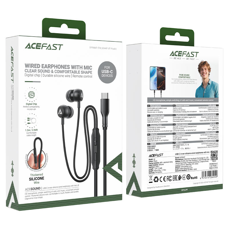 ACEFAST L8 USB-C Wired Earphones: Unleash Pure Sound with Enhanced Durable Silicone Wire